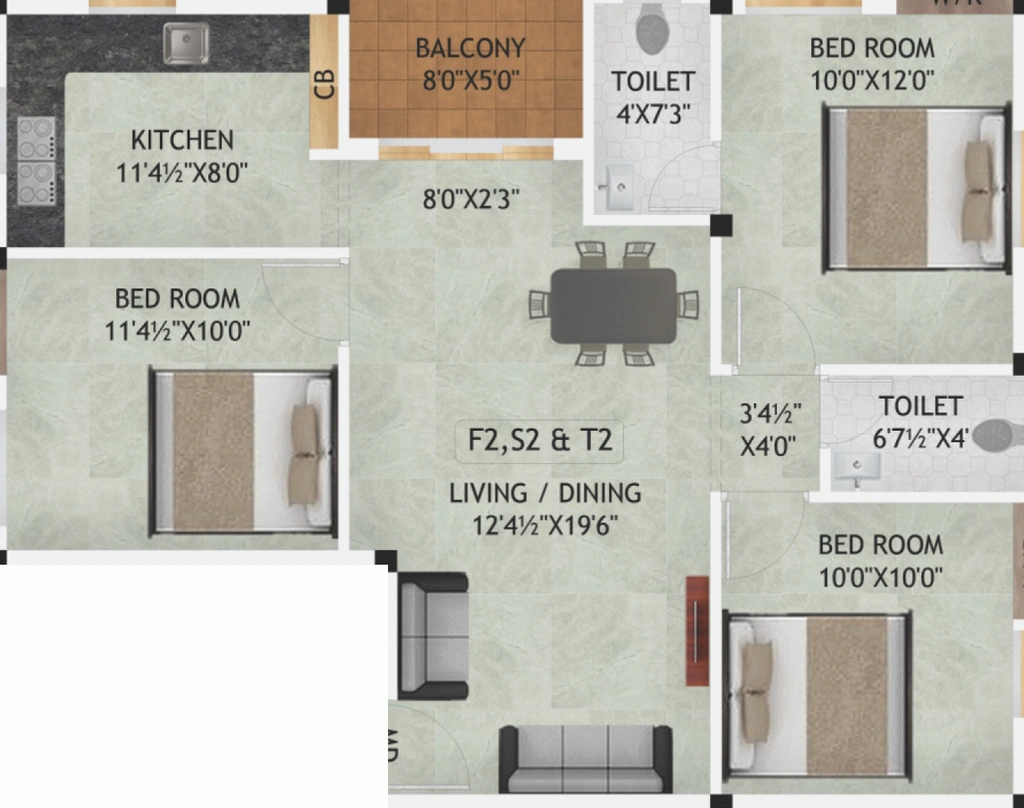 3 BHK Flat in Mugesh Sai Shrishti in Kattupakkam, Chennai - Image 907544