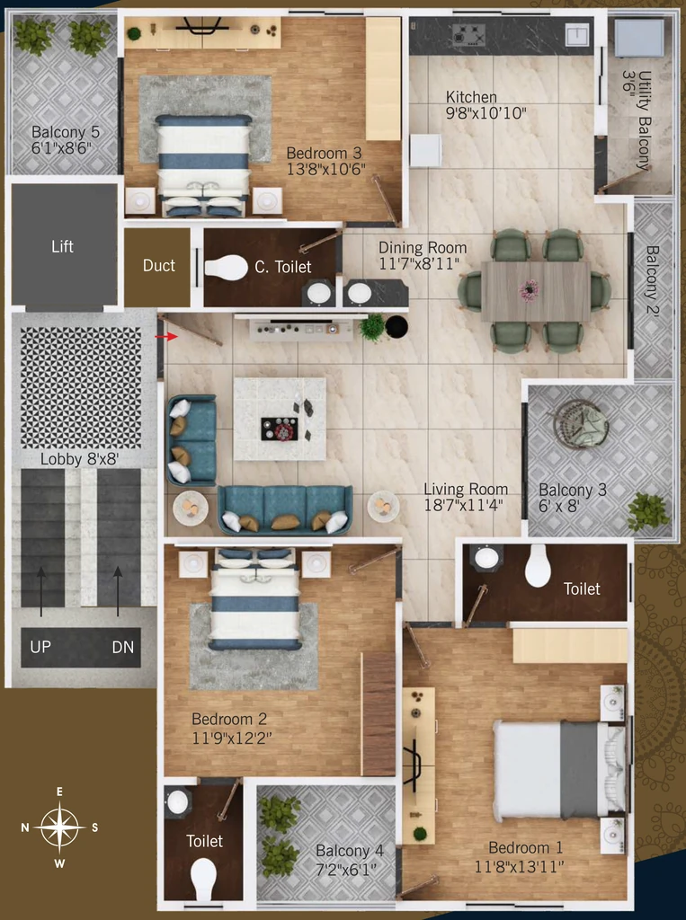 3 BHK Flat in RL Sudarshan Apartment in Shankar Nagar, Nagpur - Image 907547