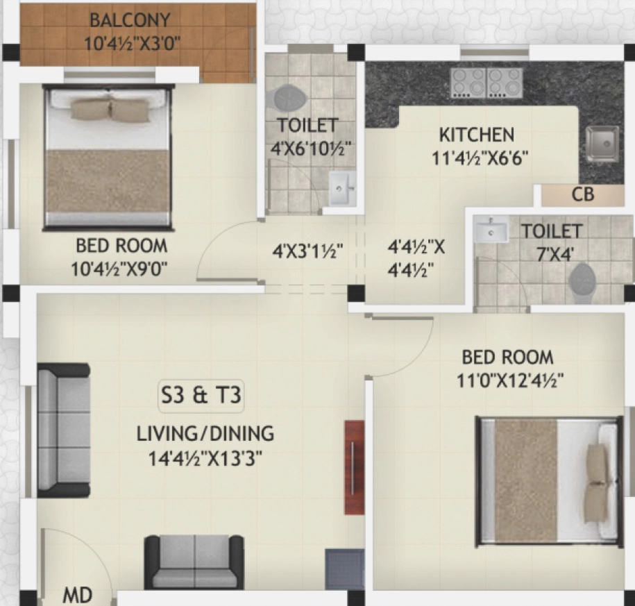 2 BHK Flat in Mugesh Sai Paadham in Poonamallee, Chennai - Image 907555