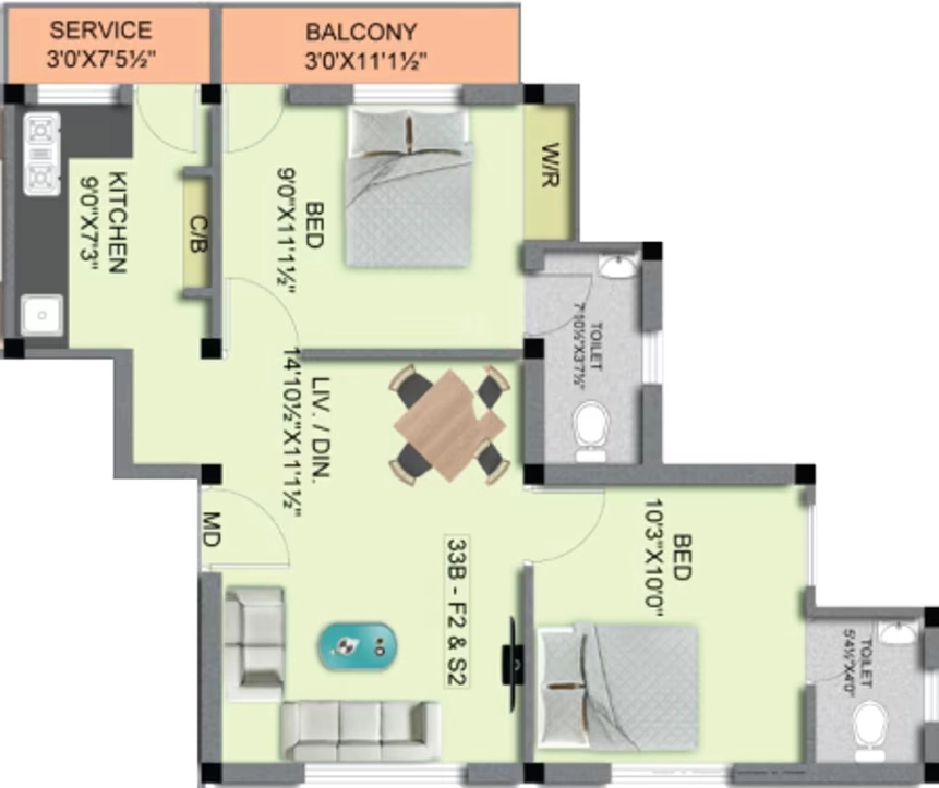 1 BHK Flat in Minerva Mahalakshmi Fort in Kattupakkam, Chennai - Image 907559