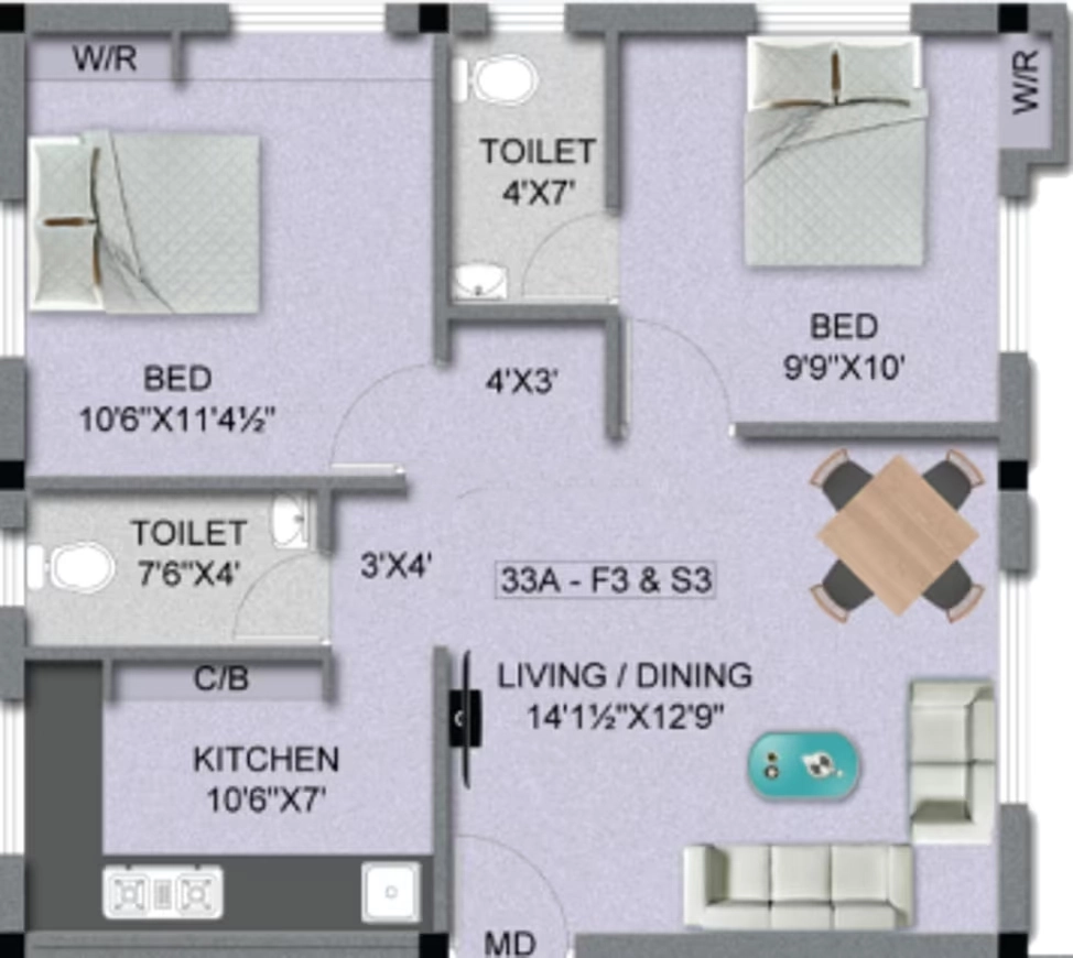 2 BHK Flat in Minerva Mahalakshmi Fort in Kattupakkam, Chennai - Image 907560