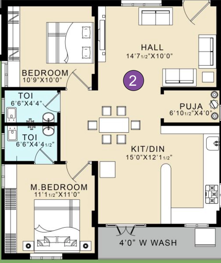 2 BHK Flat in Iris Alamo in Hitech City, Hyderabad - Image 907648