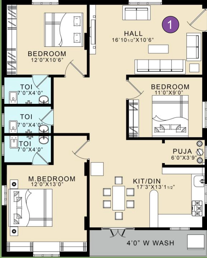 3 BHK Flat in Iris Alamo in Hitech City, Hyderabad - Image 907649