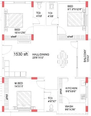 3 BHK Flat in Vaibhav Pride in Gachibowli, Hyderabad - Image 907653