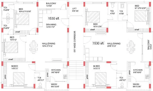 Floor Plan of Vaibhav Pride in Gachibowli, Hyderabad - Image 379137