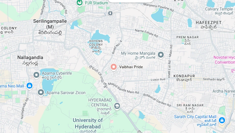 Location of Vaibhav Pride in Gachibowli, Hyderabad - Image 379138