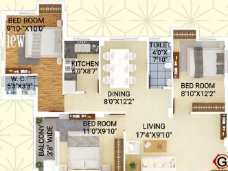3 BHK Flat in Sneha Annapurna Heights in Bansdroni, Kolkata - Image 908052