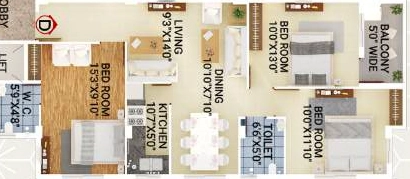 3 BHK Flat in Sneha Annapurna Heights in Bansdroni, Kolkata - Image 908053