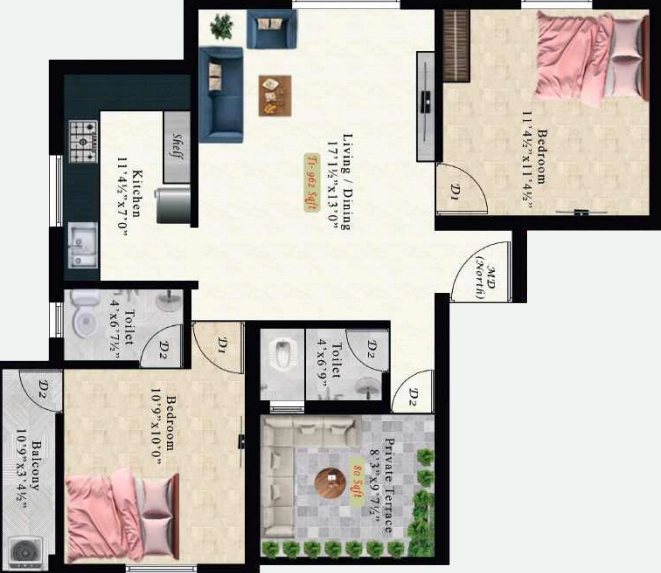 2 BHK Flat in AK Malachite in Pammal, Chennai - Image 907605
