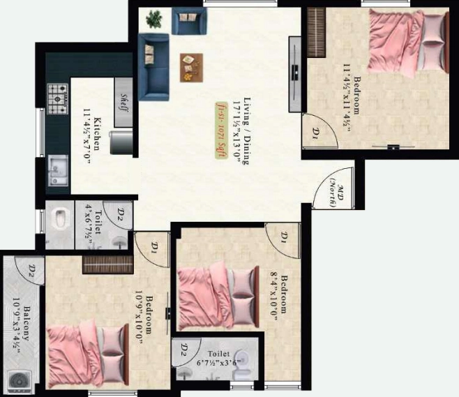 3 BHK Flat in AK Malachite in Pammal, Chennai - Image 907606