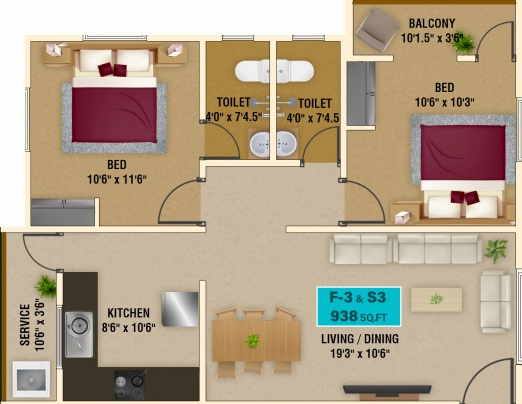 2 BHK Flat in Chenthur Kamarajapuram in Sembakkam, Chennai - Image 907607
