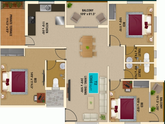 3 BHK Flat in Chenthur Kamarajapuram in Sembakkam, Chennai - Image 907610