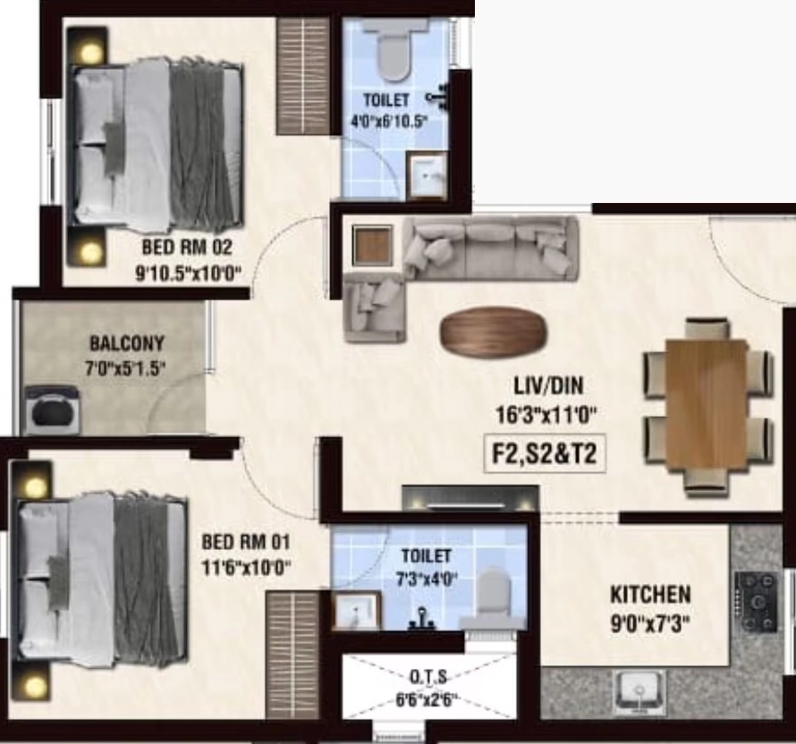 2 BHK Flat in Arjun Sindhu in Ayanambakkam, Chennai - Image 907613