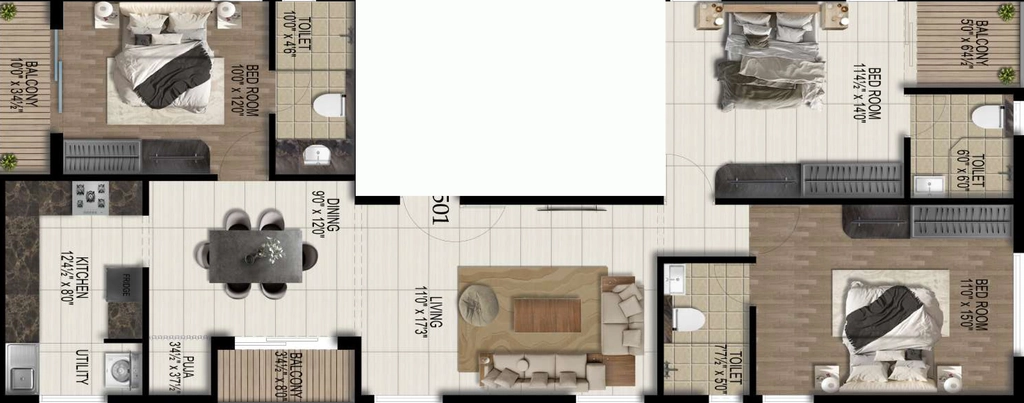 3 BHK Flat in Harmony Sakthi in Ashok Nagar, Chennai - Image 907620
