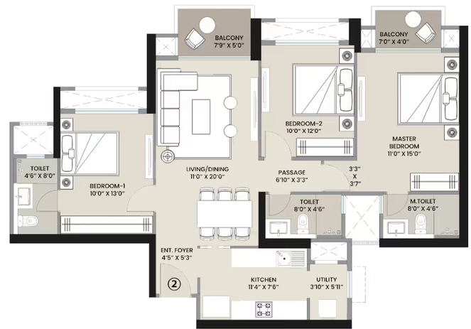 3 BHK Flat in Hiranandani The Arena Panvel in Panvel, Navi Mumbai - Image 907699