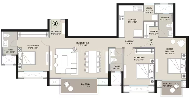 3 BHK Flat in Hiranandani The Arena Panvel in Panvel, Navi Mumbai - Image 907701