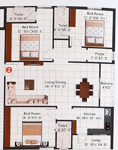 3 BHK Flat in JK Arcade in Kompally, Hyderabad - Image 907792