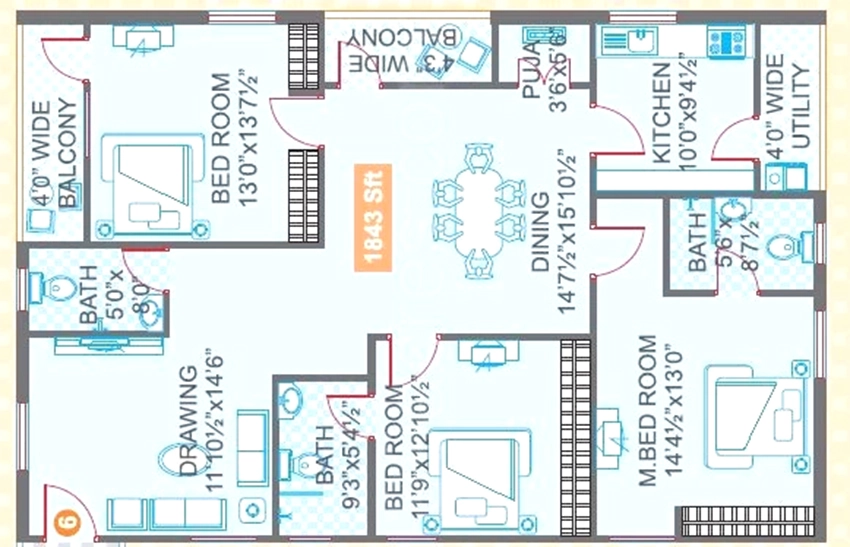3 BHK Flat in Legend Jagannath in Ameerpet, Hyderabad - Image 907791