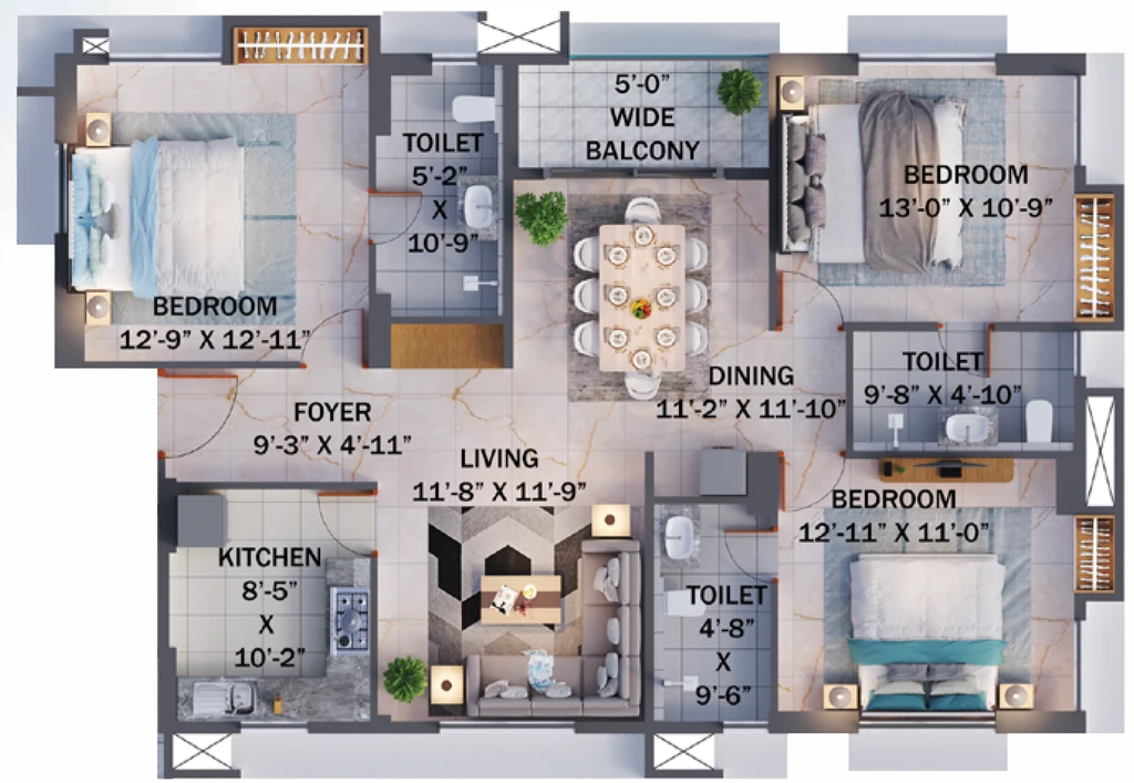 3 BHK Flat in Merlin IVY in Beleghata, Kolkata - Image 908418