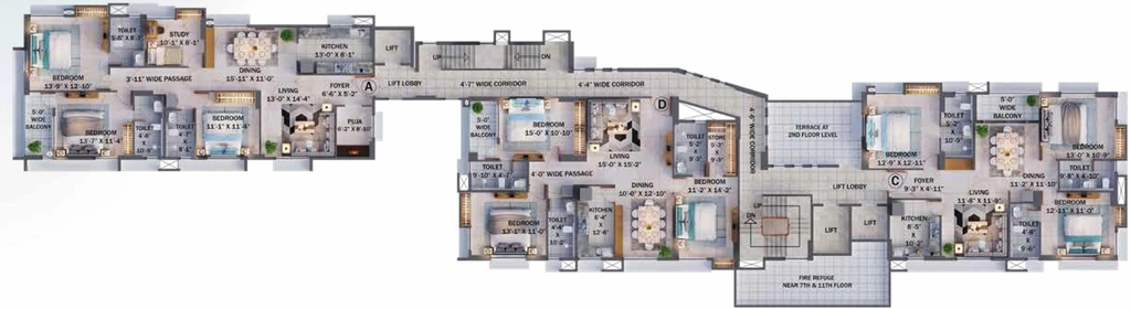 Floor Plan of Merlin IVY in Beleghata, Kolkata - Image 380899