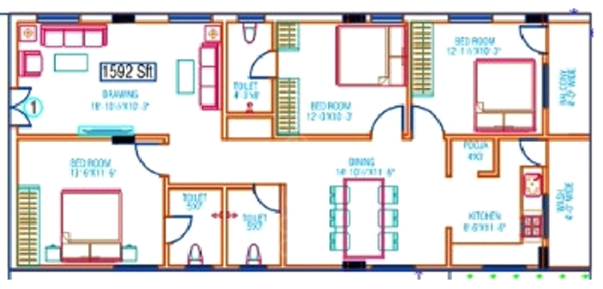 3 BHK Flat in Mega Residency in Alwal, Hyderabad - Image 907766