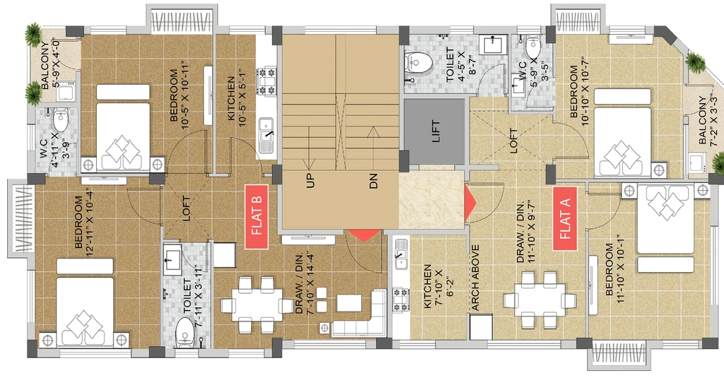 Floor Plan of Ajmir Abhinandan in Beleghata, Kolkata - Image 380129