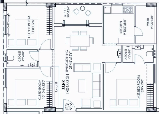 3 BHK Flat in Padmavathy Western Edifice in Alwal, Hyderabad - Image 907771