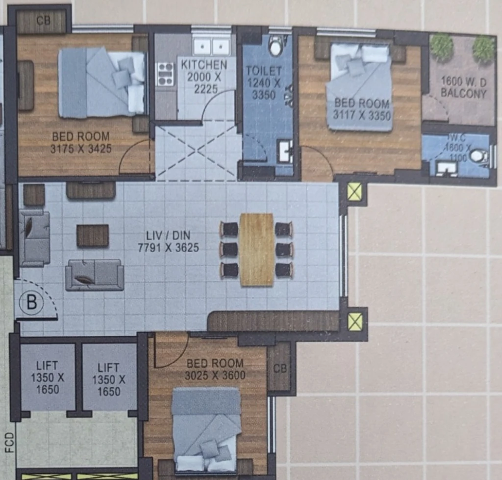 3 BHK Flat in Cad Crystal Heights in Beleghata, Kolkata - Image 908382