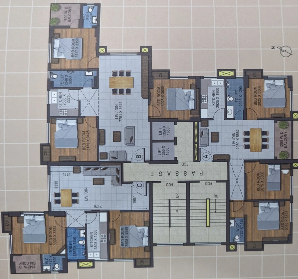 Floor Plan of Cad Crystal Heights in Beleghata, Kolkata - Image 380806