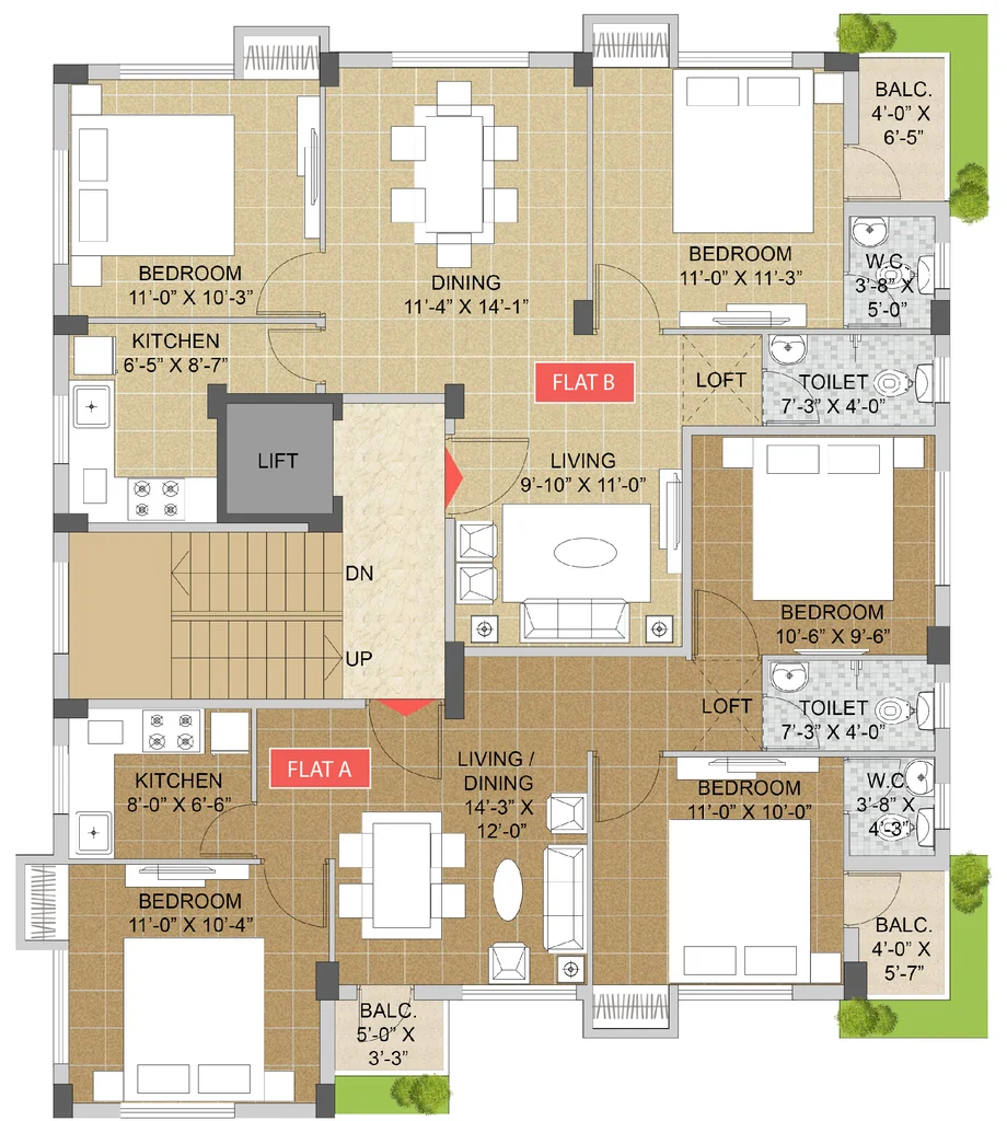 Floor Plan of Ajmir Akashbati in Beleghata, Kolkata - Image 380134