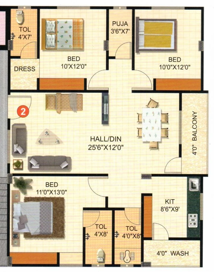 3 BHK Flat in Phanitha Deekshitha Heights in Gachibowli, Hyderabad - Image 907759