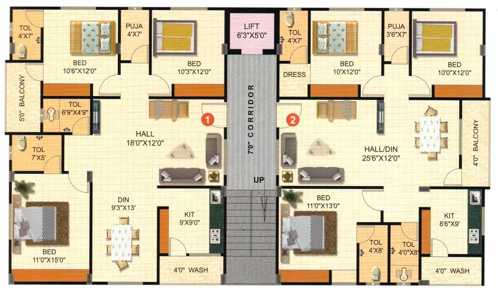 Floor Plan of Phanitha Deekshitha Heights in Gachibowli, Hyderabad - Image 379411