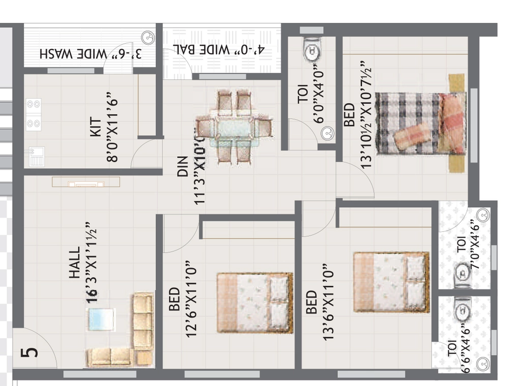 3 BHK Flat in PN Aabharana in Gachibowli, Hyderabad - Image 907760