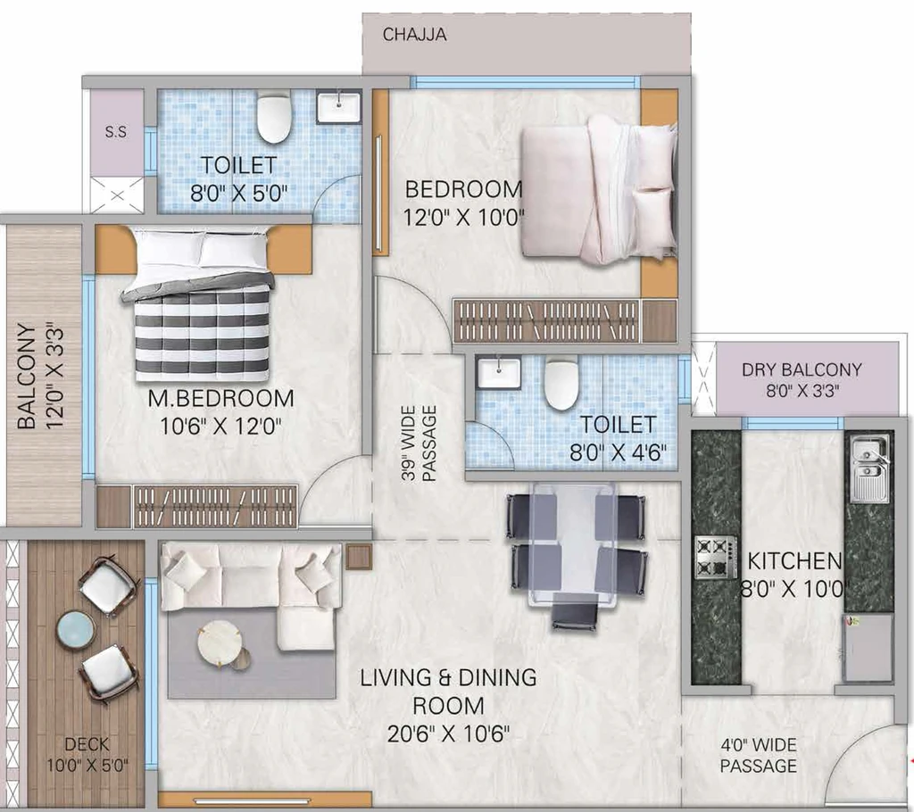 2 BHK Flat in Paradise Sai World One in Nerul, Navi Mumbai - Image 907798