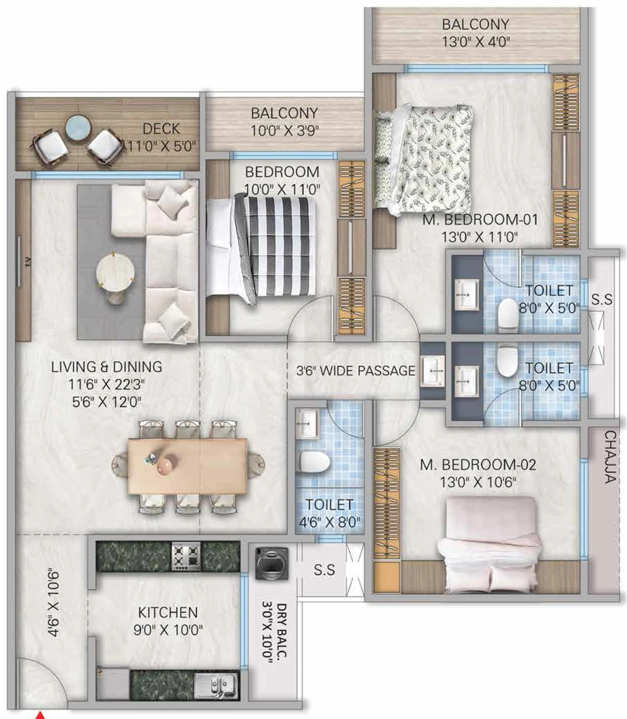 3 BHK Flat in Paradise Sai World One in Nerul, Navi Mumbai - Image 907799
