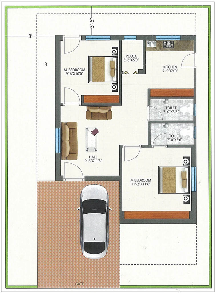 2 BHK Flat in Millennium Villa Green in Moinabad, Hyderabad - Image 907762
