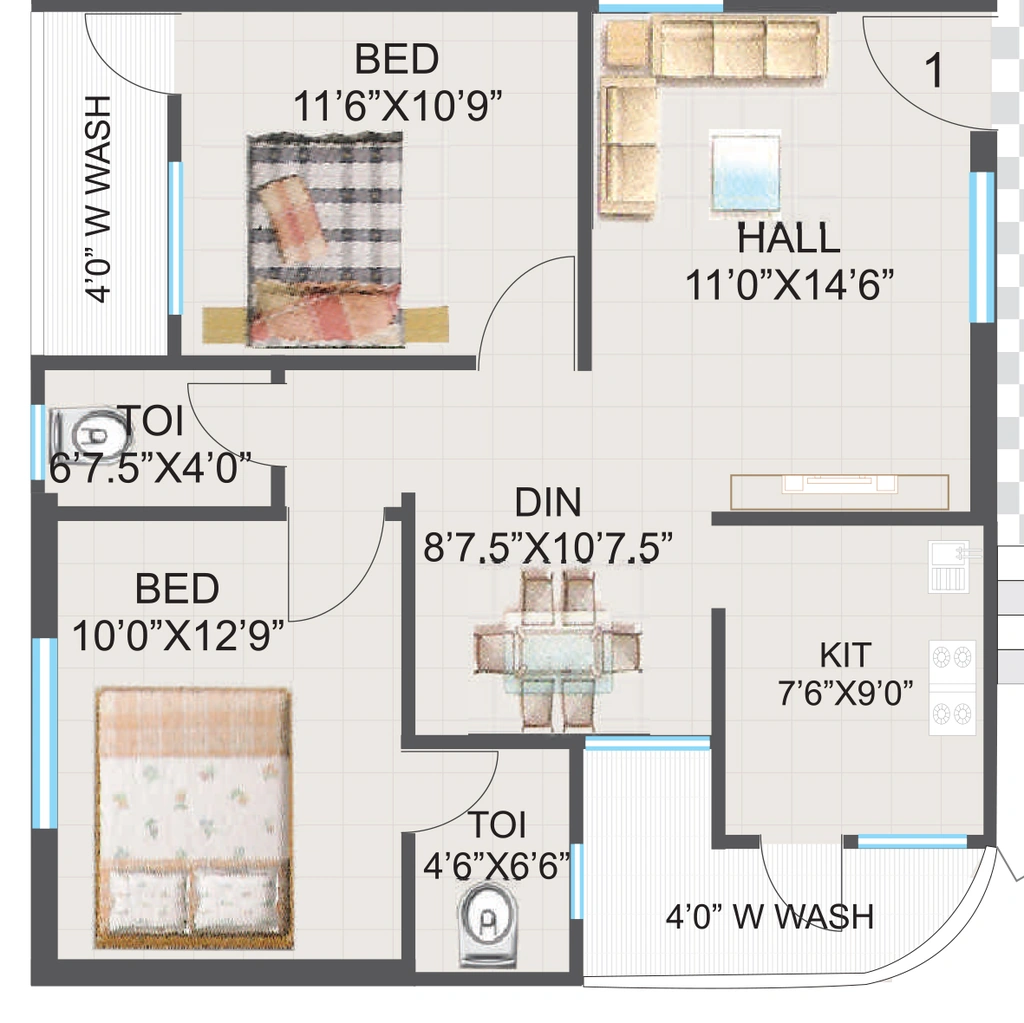 2 BHK Flat in PN Classic in Moula Ali, Hyderabad - Image 907763