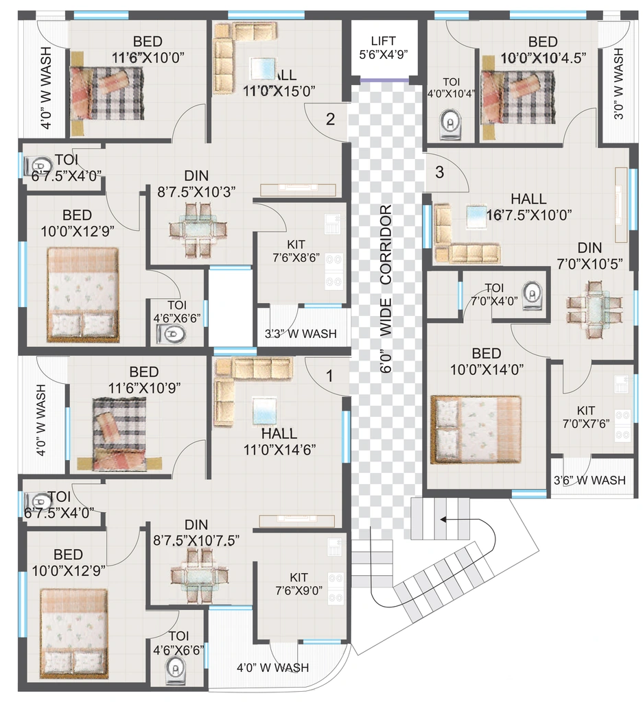 Floor Plan of PN Classic in Moula Ali, Hyderabad - Image 379428