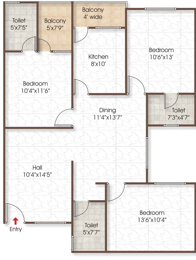 3 BHK Flat in Alark Residency Tower 3 in Airport Road, Bhopal - Image 907805