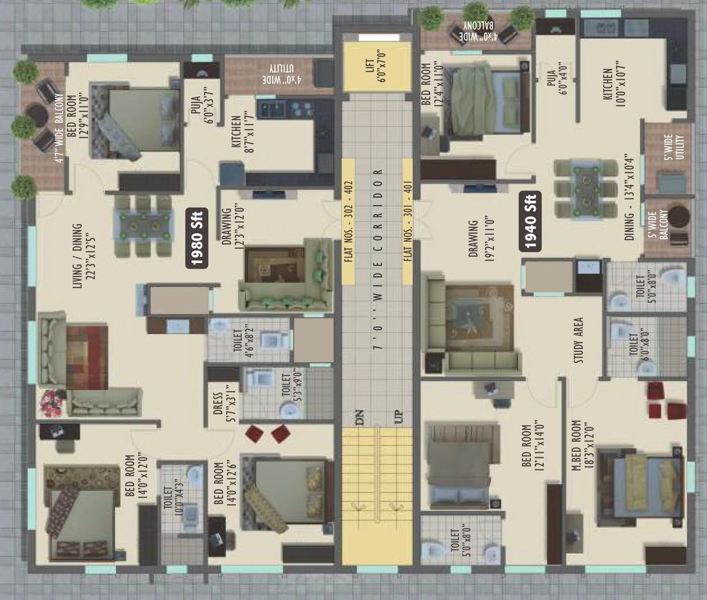Floor Plan of Riverstone Habitat in Begumpet, Hyderabad - Image 379406