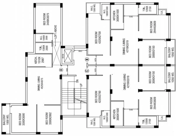 Floor Plan of Matrix Iconic Apartment in Beleghata, Kolkata - Image 380826