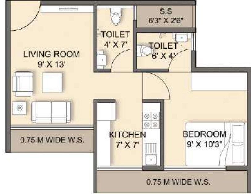 1 BHK Flat in Sai Rudra Kristina 2 in Taloja, Navi Mumbai - Image 907815