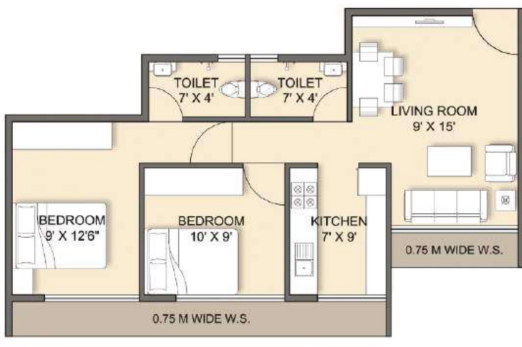 2 BHK Flat in Sai Rudra Kristina 2 in Taloja, Navi Mumbai - Image 907816