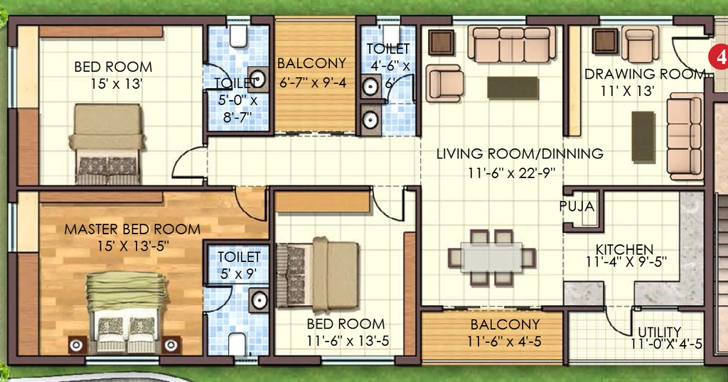 3 BHK Flat in Sahiti Sri Vidhya Petals in Hitech City, Hyderabad - Image 907797