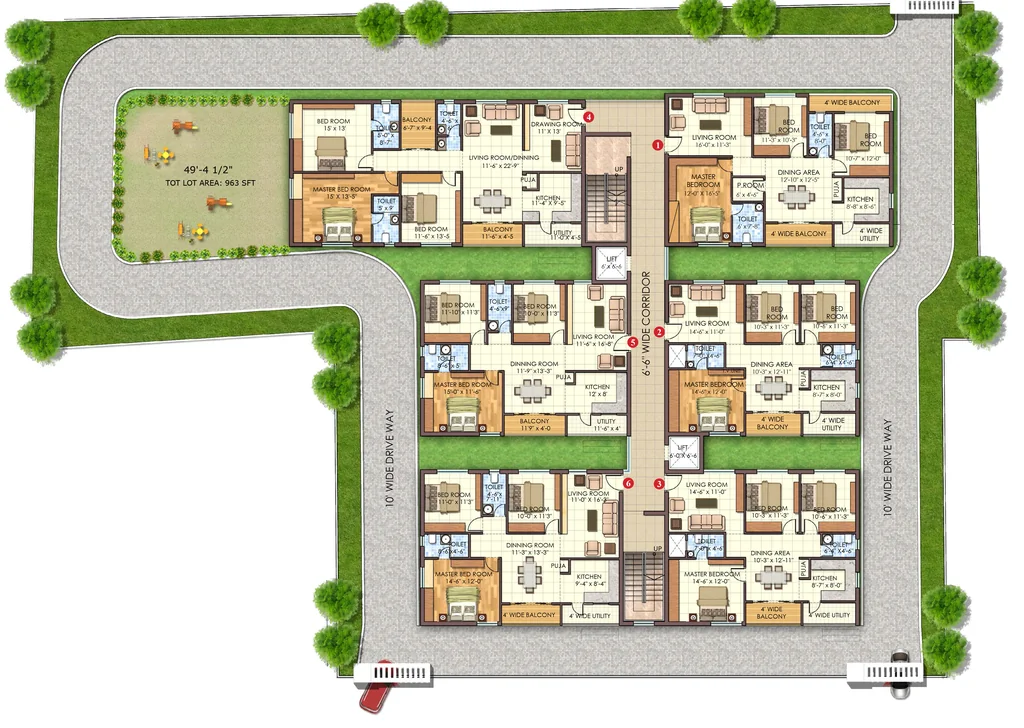 Floor Plan of Sahiti Sri Vidhya Petals in Hitech City, Hyderabad - Image 379518