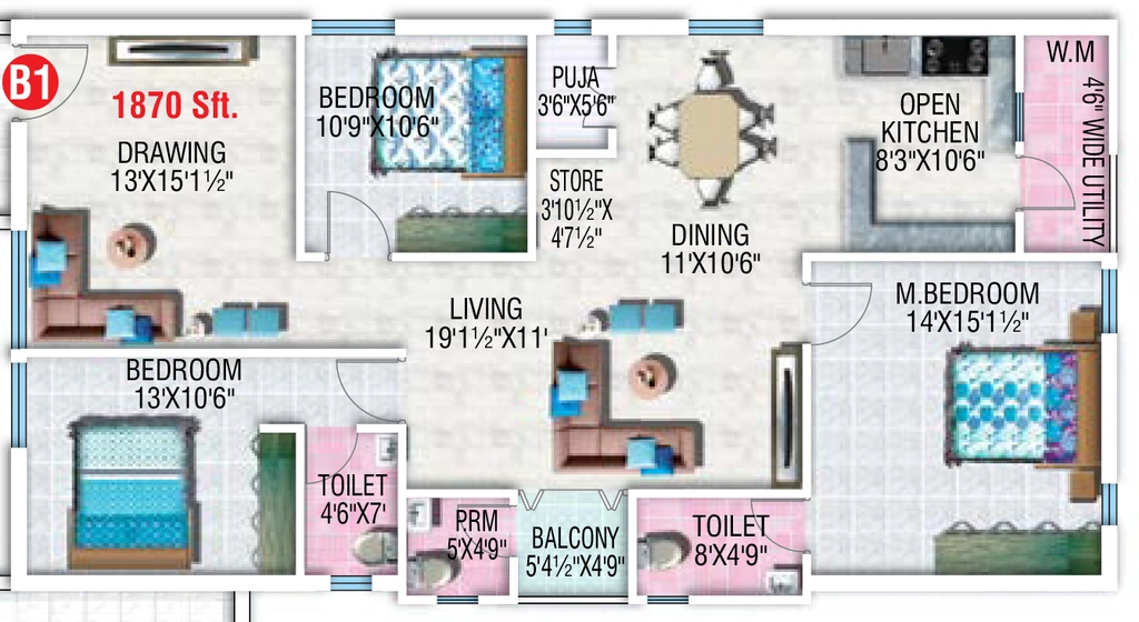 3 BHK Flat in Sahiti Sumukhi Orbit in Madhapur, Hyderabad - Image 907809