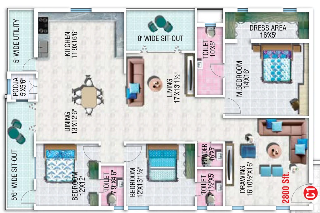 3 BHK Flat in Sahiti Sumukhi Orbit in Madhapur, Hyderabad - Image 907814