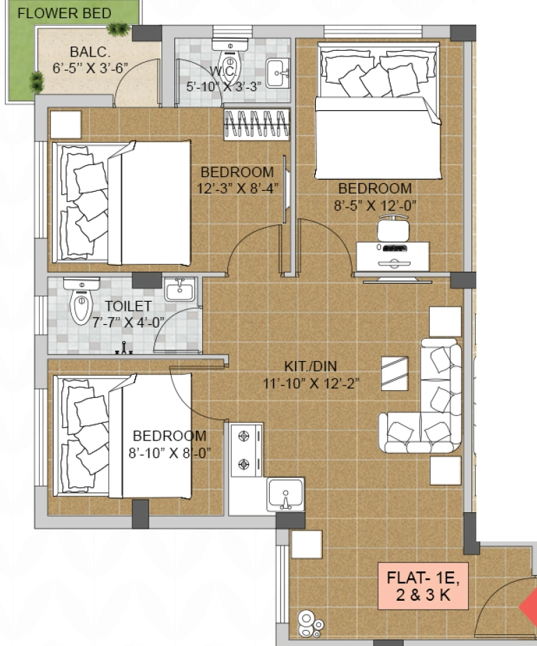3 BHK Flat in Ajmir Orchid in Beleghata, Kolkata - Image 908110