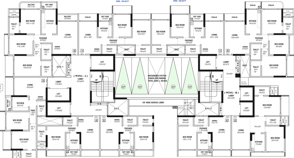 Floor Plan of Deraiya Luxurio in Kurla West, Mumbai - Image 379585
