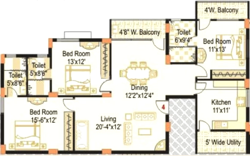 3 BHK Flat in SMR Vinay Symphony in Gachibowli, Hyderabad - Image 908261
